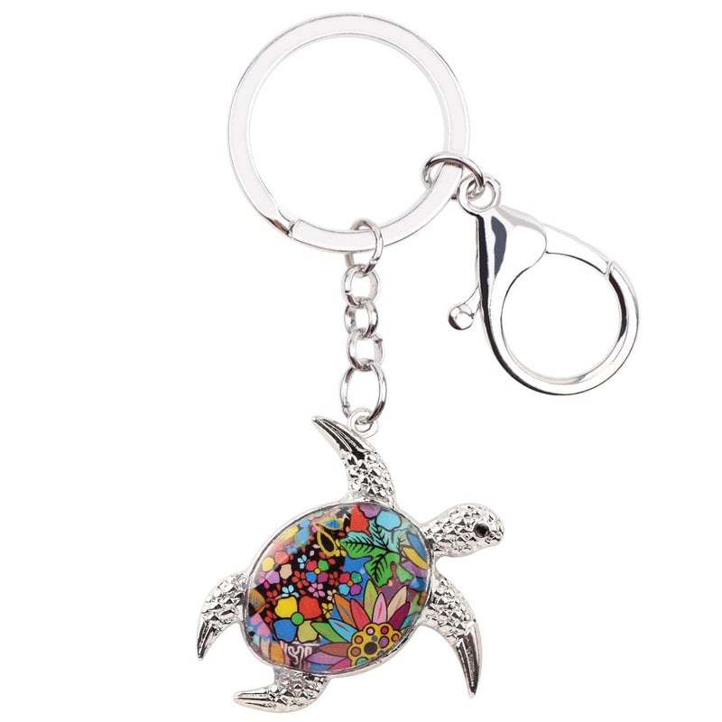 BONSNY Enamel Metal Turtle Keychain For Women Girls Gifts Car Purse bag Tortoise Pendant Charms (A) - Image 1